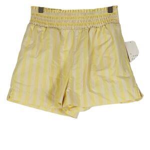 NWT A New Day Shorts Womens XS Yellow Striped 100% Cotton High Rise Cottagecore